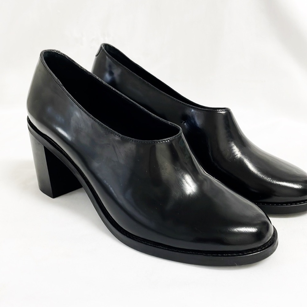 COS Black Patent Leather Block Heeled Shoes Size 39/8 EUC